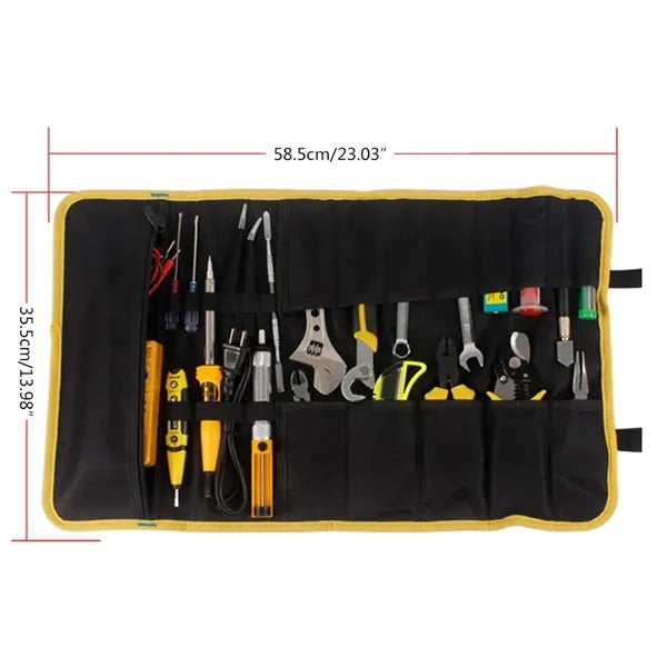 Roll Up Tool Bag with Multiple Pockets Durable Handle