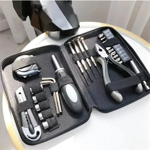Portable Household Tool Kit with Zipper Metal Case