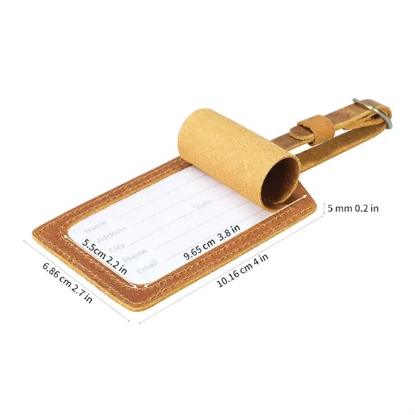 Leather Luggage Tag with Adjustable Strap