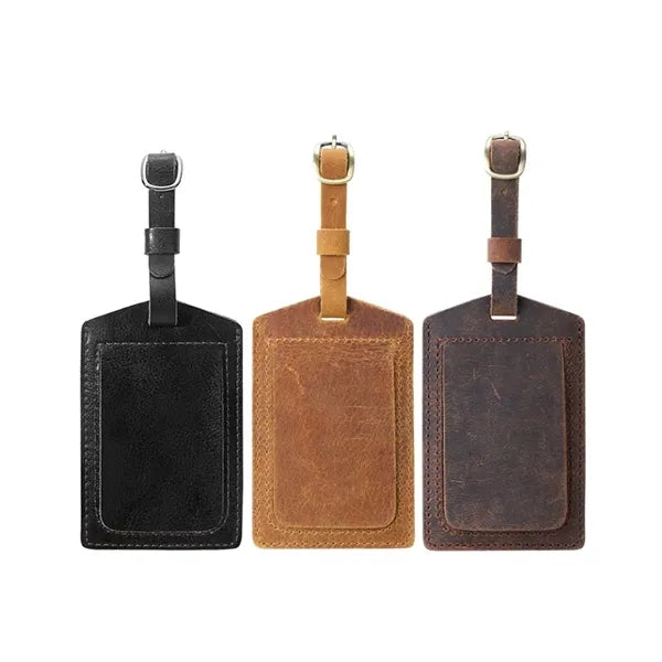 Leather Luggage Tag with Adjustable Strap