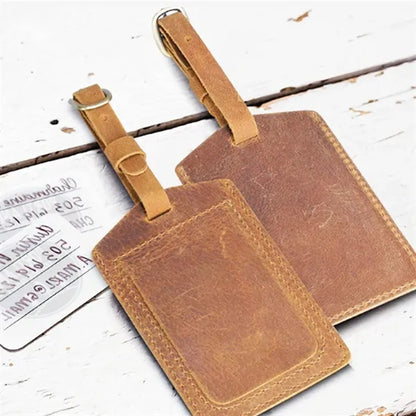 Leather Luggage Tag with Adjustable Strap