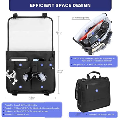 Expandable Airplane Seat Back Organizer with Storage Pockets