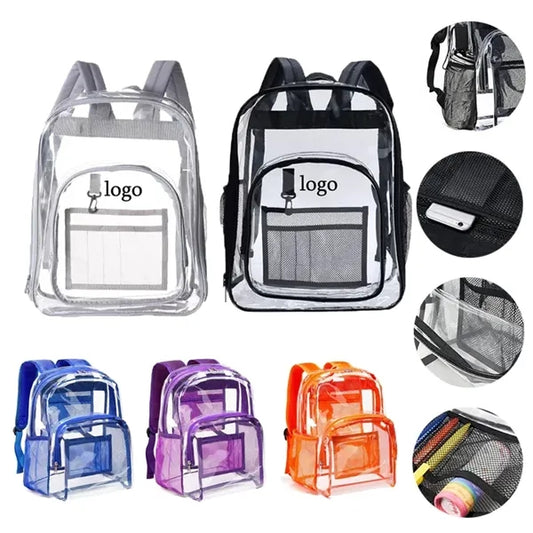 PVC Transparent Backpack Large Clear Book Bag