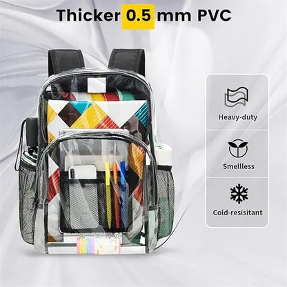 PVC Transparent Backpack Large Clear Book Bag