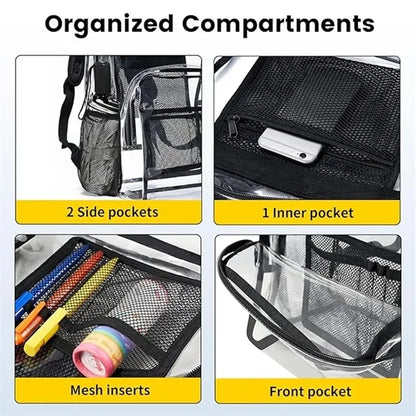 PVC Transparent Backpack Large Clear Book Bag