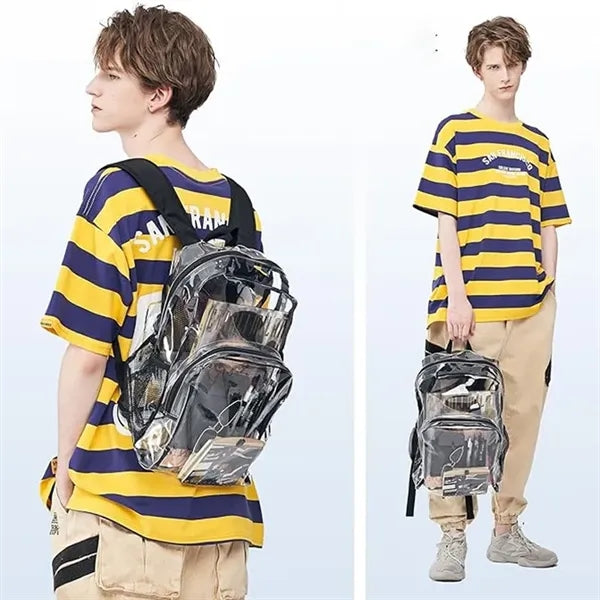 PVC Transparent Backpack Large Clear Book Bag