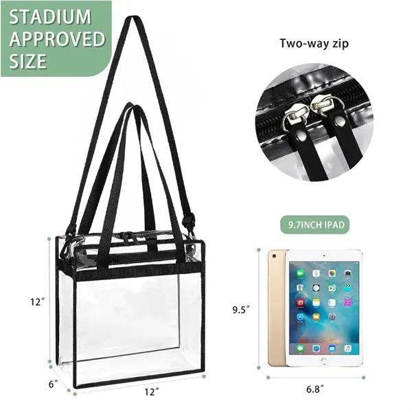 Clear Tote Bag Stadium Approved With Zipper Closure