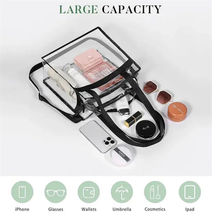Clear Tote Bag Stadium Approved With Zipper Closure
