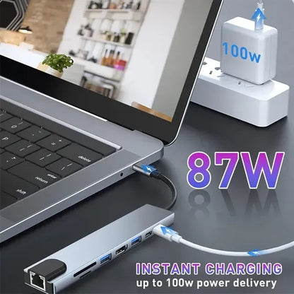 8-in-1 USB C Hub Multi-Port Adapter