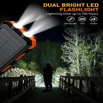 Solar Power Bank 20000mAh Fast Charge IP65 Waterproof 3Mode