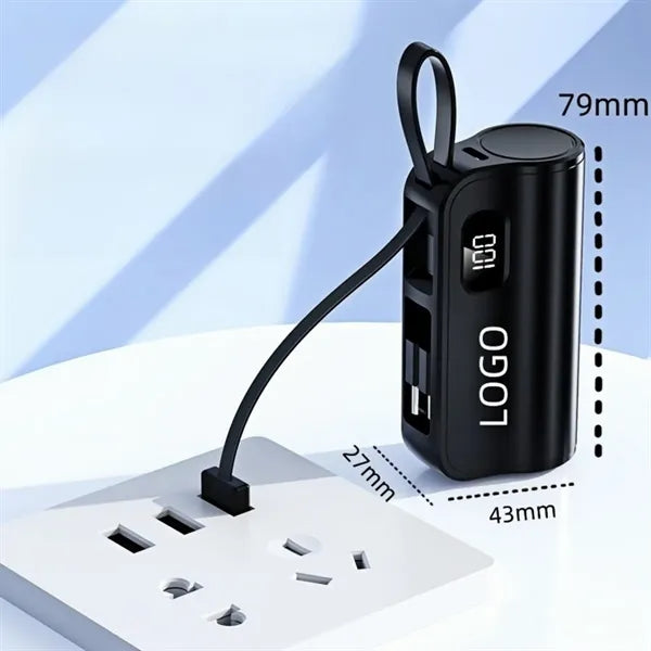 10000mAh 3-In-1 Fast Charger Built-In Plug Phone Stand