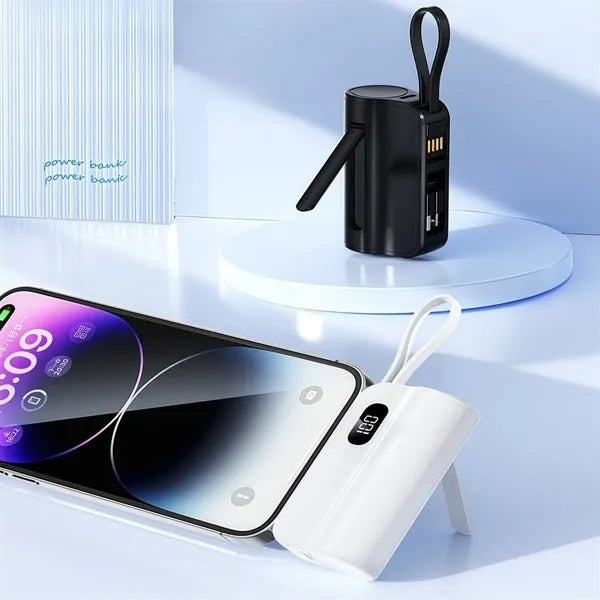 10000mAh 3-In-1 Fast Charger Built-In Plug Phone Stand