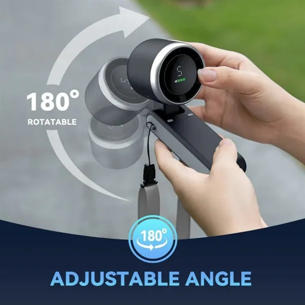 Turbo Handheld Folding Fan With LED Display And 5 Speed Sett
