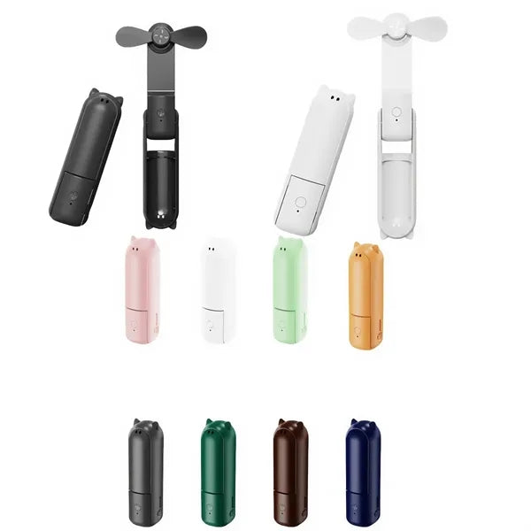 Mini Handheld Foldable Fan Power Bank 3 Speed Soft Blade Rec