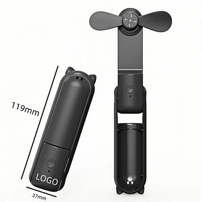Mini Handheld Foldable Fan Power Bank 3 Speed Soft Blade Rec