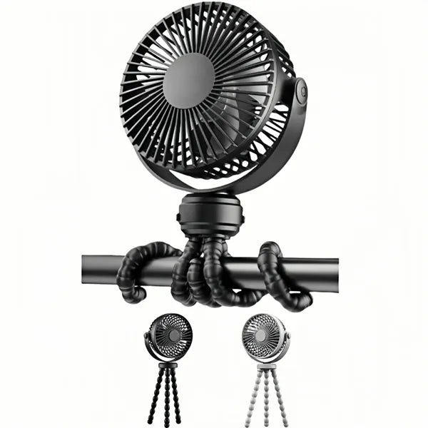 Baby-Safe Quiet 3-Speed Clip-On Fan With Power Bank
