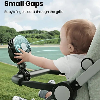 Baby-Safe Quiet 3-Speed Clip-On Fan With Power Bank