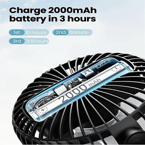Baby-Safe Quiet 3-Speed Clip-On Fan With Power Bank