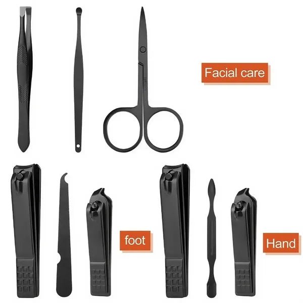 Premium Men's Manicure Set 7pc Stainless Steel Travel Groomi