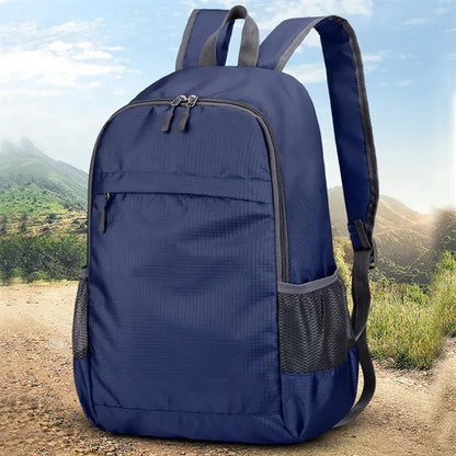 Foldable Lightweight Backpack W/ Zipper and Mesh Side Pocket