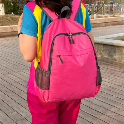 Foldable Lightweight Backpack W/ Zipper and Mesh Side Pocket