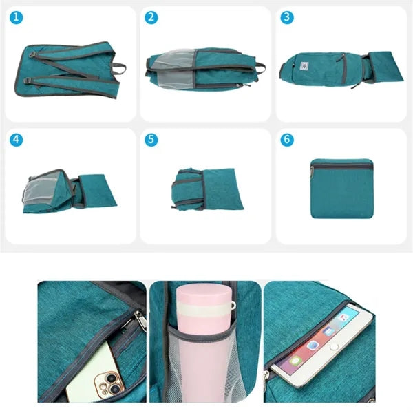 Lightweight Foldable Travel Backpack W/ Zipper Side Pocket