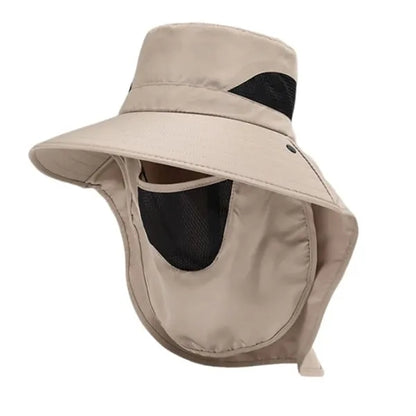 Wide Brim Bucket Hat with Neck Flap