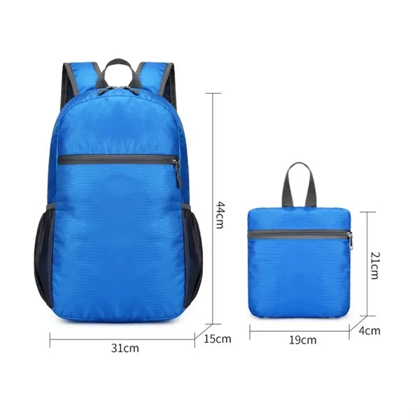 Lightweight Foldable Backpack W/ Zipper and Mesh Side Pocket