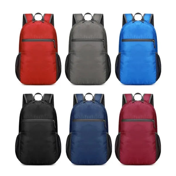 Lightweight Foldable Backpack W/ Zipper and Mesh Side Pocket