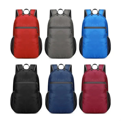 Lightweight Foldable Backpack W/ Zipper and Mesh Side Pocket