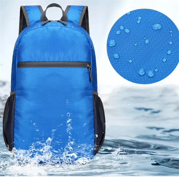 Lightweight Foldable Backpack W/ Zipper and Mesh Side Pocket