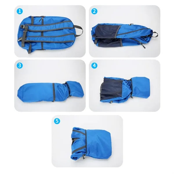 Lightweight Foldable Backpack W/ Zipper and Mesh Side Pocket