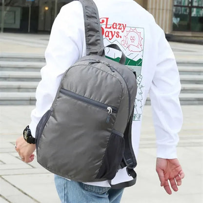 Lightweight Foldable Backpack W/ Zipper and Mesh Side Pocket