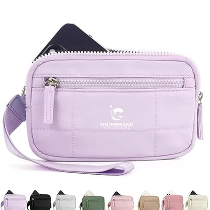 Women's Wristlet Travel Nylon Wallet with 3 Zipper Purse
