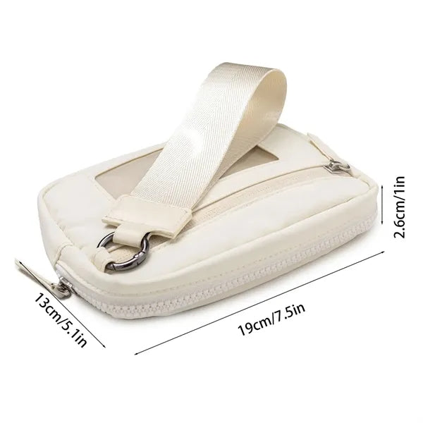 Women's Wristlet Travel Nylon Wallet with 3 Zipper Purse