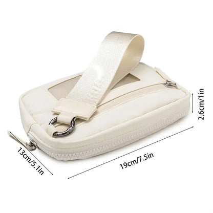 Women's Wristlet Travel Nylon Wallet with 3 Zipper Purse