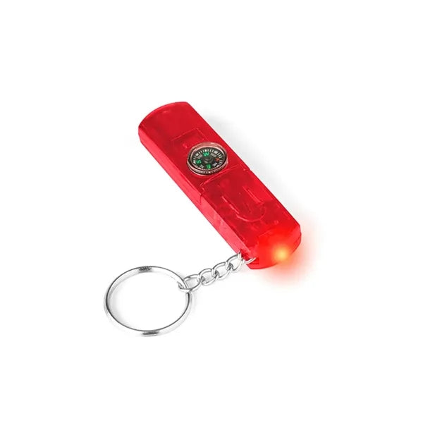 Mini Portable LED Key Light 4 in 1 Whistle Compass