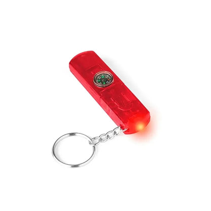 Mini Portable LED Key Light 4 in 1 Whistle Compass