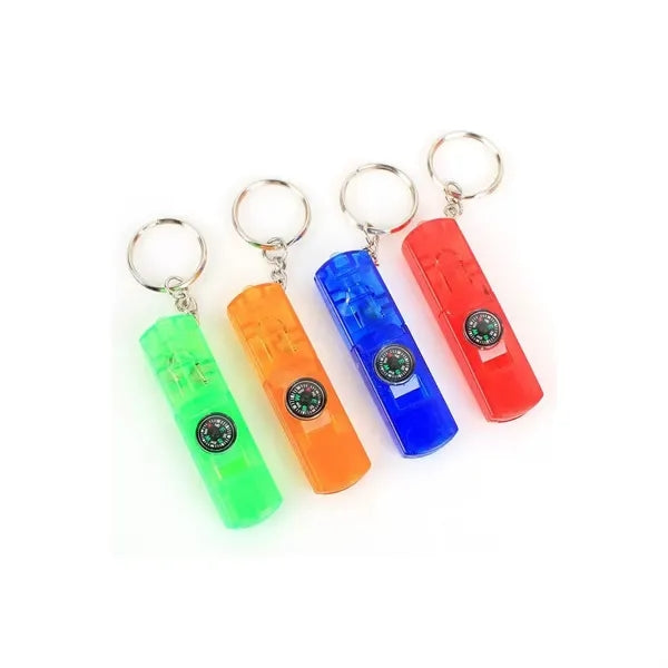 Mini Portable LED Key Light 4 in 1 Whistle Compass
