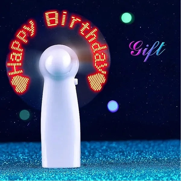 Mini LED Flashing Handheld Fan with Changeable Word