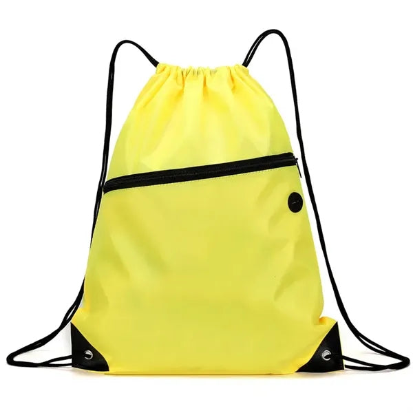 Drawstring Backpacks With Front Pocket and Earphone Hole