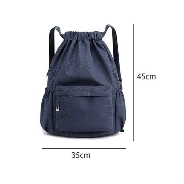 Large Capacity Drawstring Backpack W/ Zipper Side Pockets
