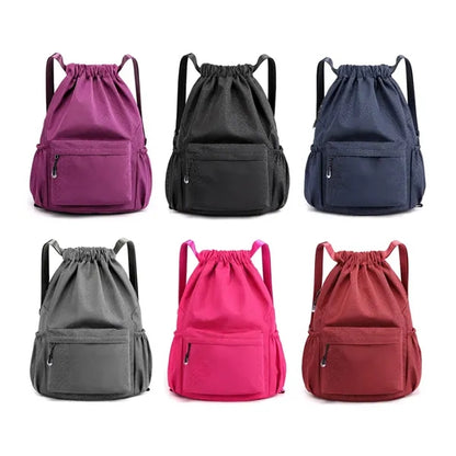 Large Capacity Drawstring Backpack W/ Zipper Side Pockets