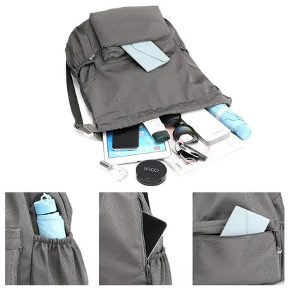 Large Capacity Drawstring Backpack W/ Zipper Side Pockets
