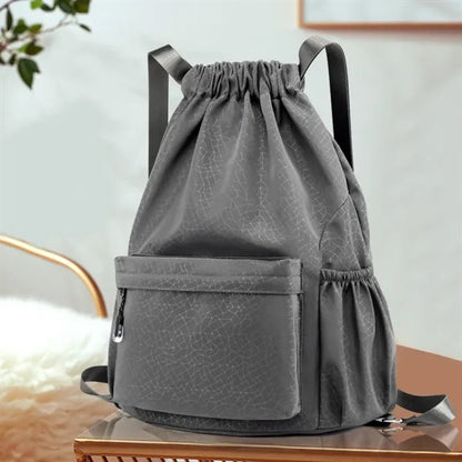 Large Capacity Drawstring Backpack W/ Zipper Side Pockets