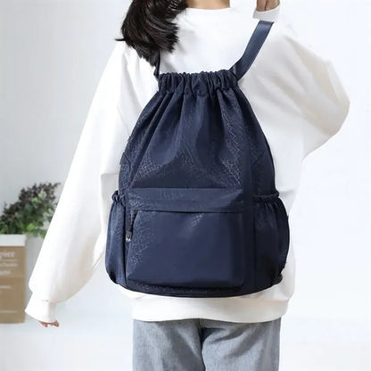Large Capacity Drawstring Backpack W/ Zipper Side Pockets