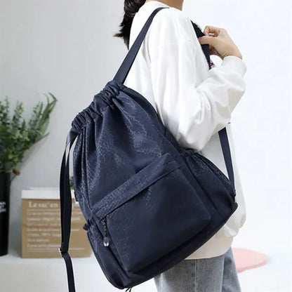 Large Capacity Drawstring Backpack W/ Zipper Side Pockets