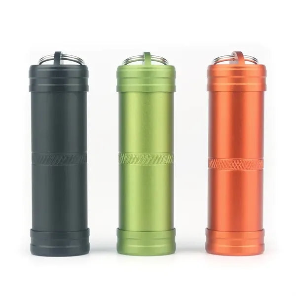 Portable Small Aluminum Alloy Pill Box Case with Keychain