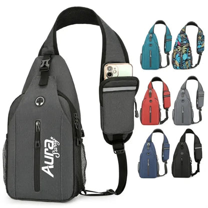 Running Crossbody Sling Bag W/ Headphone Hole Large Capacity