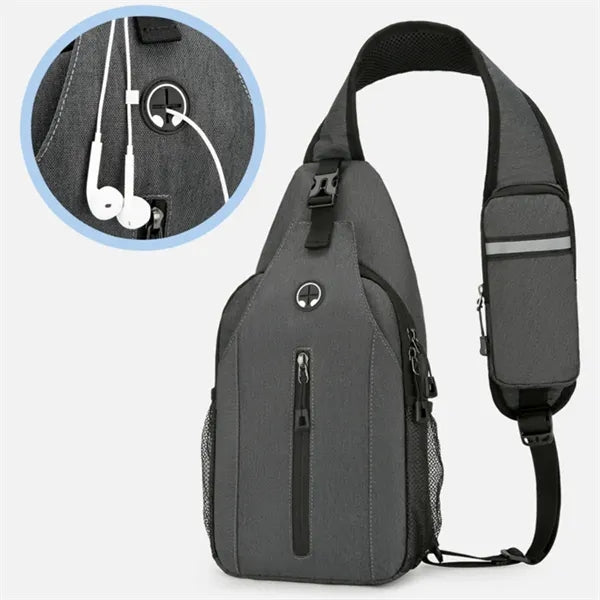 Running Crossbody Sling Bag W/ Headphone Hole Large Capacity